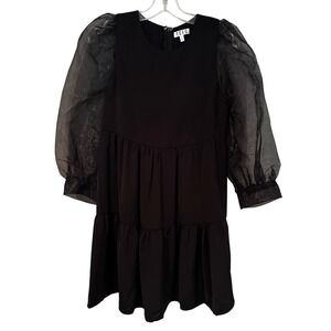 TCEC Sheer Puff‎ Sleeve Babydoll Dress Womens Small Grunge Goth Whimsigoth Witch